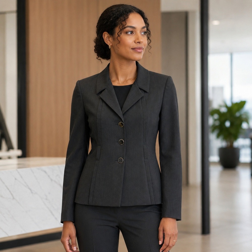 Antonio Melani Women's 2 Charcoal Gray Tailored 3 Button Blazer Jacket